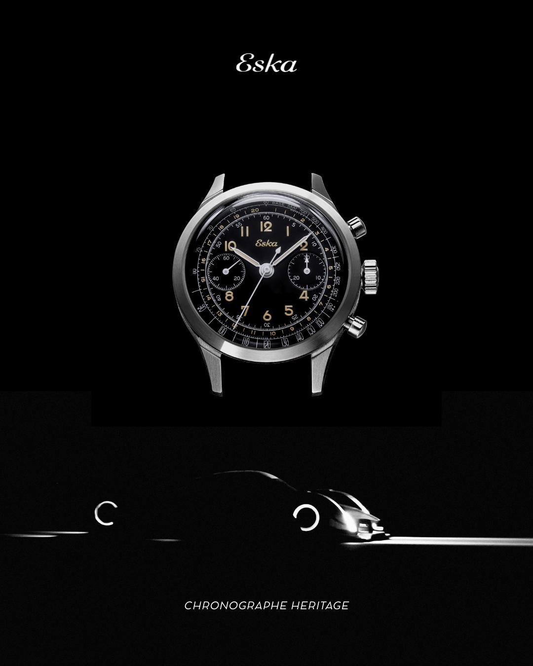 Eska Chrono Héritage Noir - SK25 - Montre Neuve